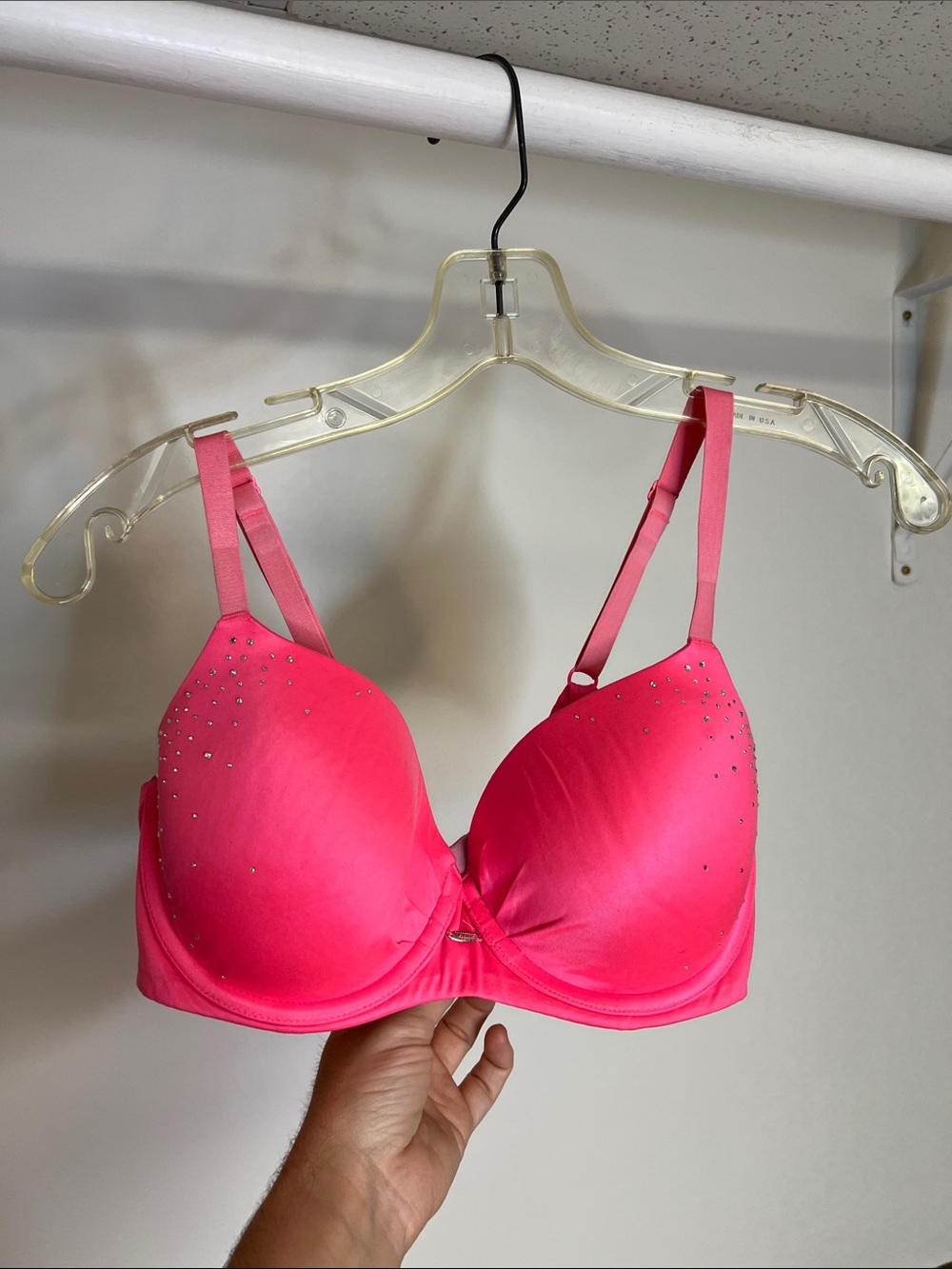 Y2K Fabulous by Victoria’s Secret Hot Pink Demi Bra w/ Rhinestones- 36C